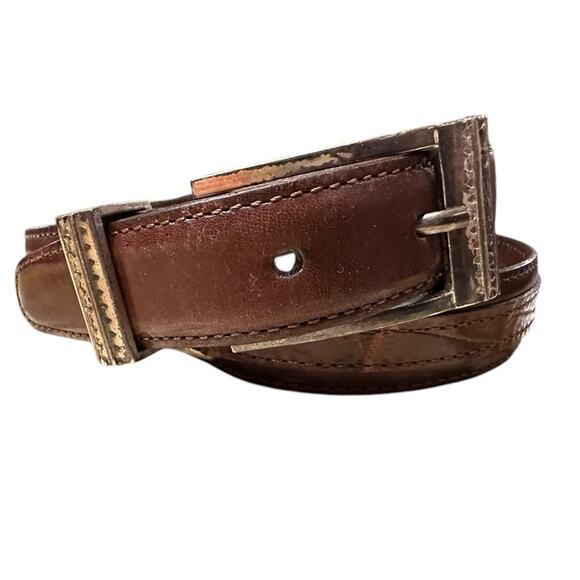 Vintage Brighton Women’s Large Brown Leather Belt with Silver Tabs and Buckle main image 14